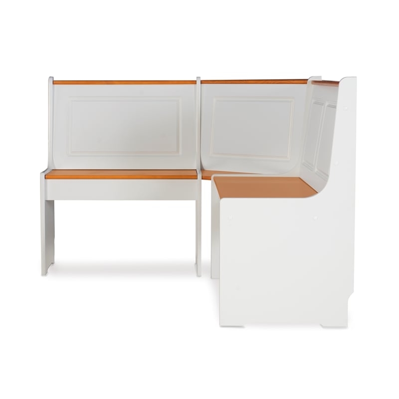 Kingfisher Lane Pine Wood Corner Nook Dining Set with Storage in White & Natural