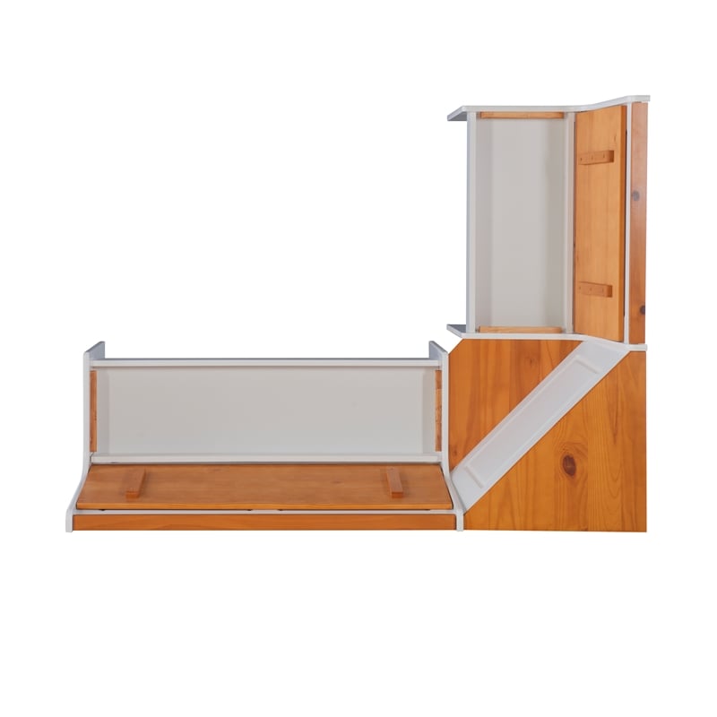 Kingfisher Lane Pine Wood Corner Nook Dining Set with Storage in White & Natural