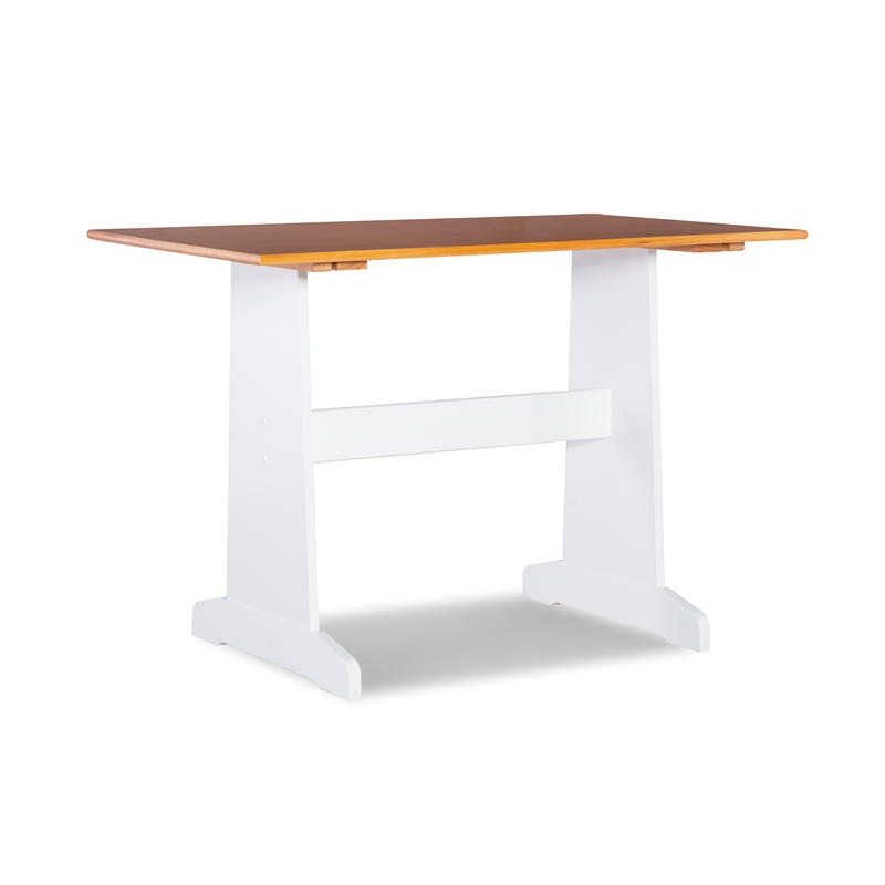 Kingfisher Lane Pine Wood Corner Nook Dining Set with Storage in White & Natural
