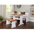 Kingfisher Lane Pine Wood Corner Nook Dining Set with Storage in White & Natural