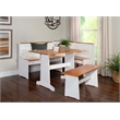Kingfisher Lane Pine Wood Corner Nook Dining Set with Storage in White & Natural