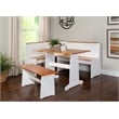 Kingfisher Lane Pine Wood Corner Nook Dining Set with Storage in White & Natural