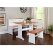 Kingfisher Lane Pine Wood Corner Nook Dining Set with Storage in White & Natural