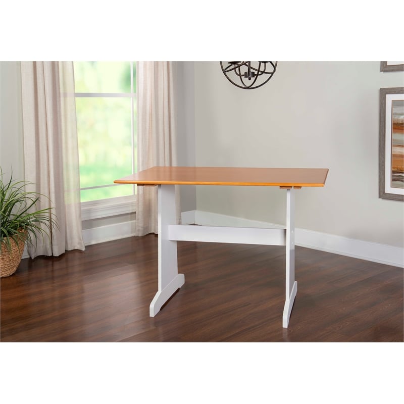 Kingfisher Lane Pine Wood Corner Nook Dining Set with Storage in White & Natural