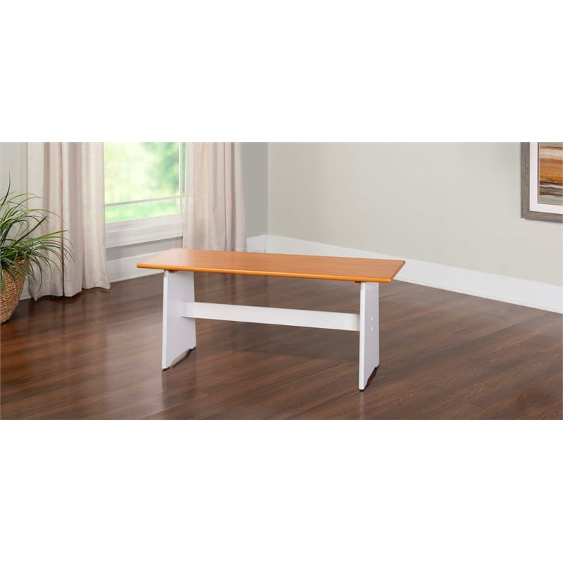 Kingfisher Lane Pine Wood Corner Nook Dining Set with Storage in White & Natural