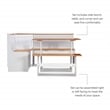 Kingfisher Lane Pine Wood Corner Nook Dining Set with Storage in White & Natural