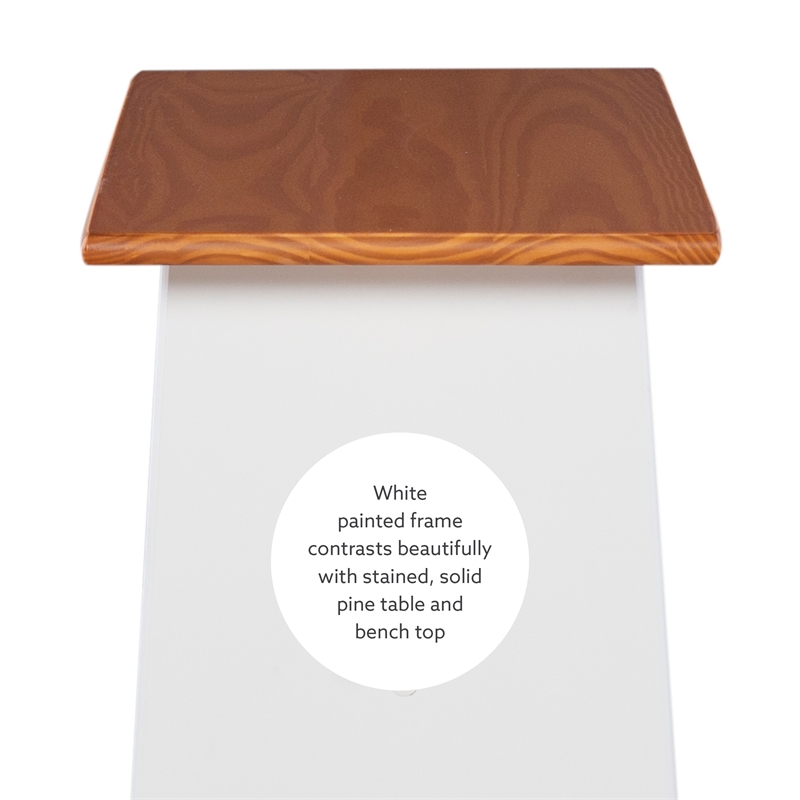 Kingfisher Lane Pine Wood Corner Nook Dining Set with Storage in White & Natural