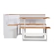 Kingfisher Lane Pine Wood Corner Nook Dining Set with Storage in White & Natural