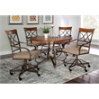 Kingfisher Lane 5PC Wood/Steel Swivel Rolling Dining Set in Matte Pewter/Bronze