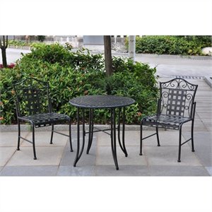 kingfisher lane modern 3 piece iron patio bistro set in black