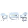 Kingfisher Lane 5 Piece Resin Wicker Modern Patio Sofa Set in White