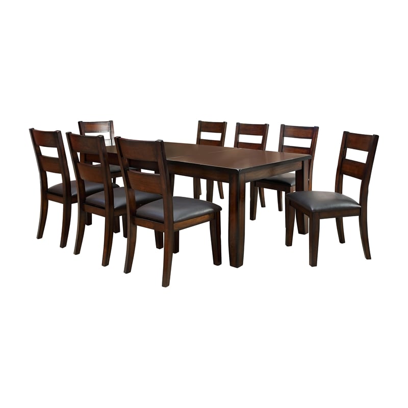 Kingfisher Lane 9-Piece Wood Extendable Dining Set in Dark Cherry