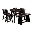Kingfisher Lane Wood 6-Piece Counter Height Dining Set in Black