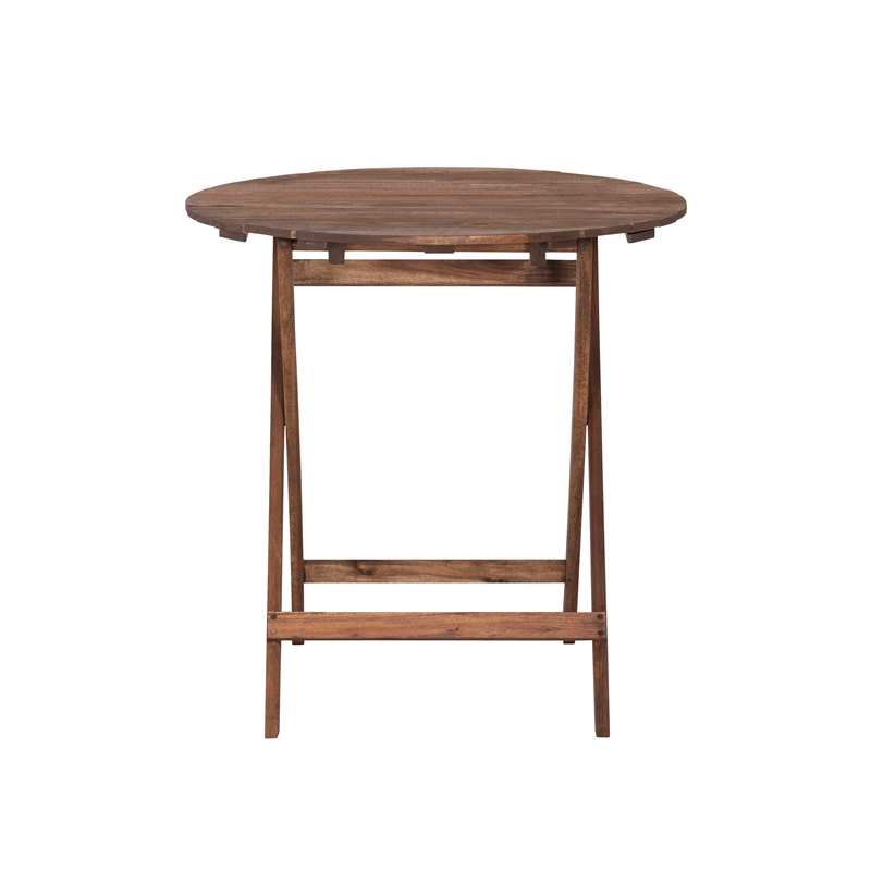Kingfisher Lane 3 Piece Outdoor Foldable Wood Bistro Set in Acorn Brown