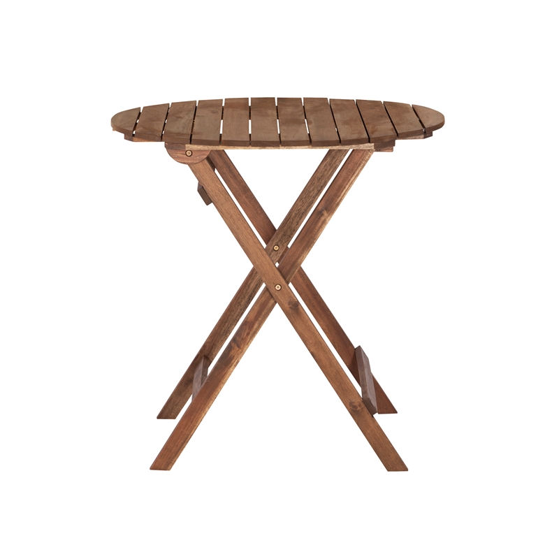 Kingfisher Lane 3 Piece Outdoor Foldable Wood Bistro Set in Acorn Brown