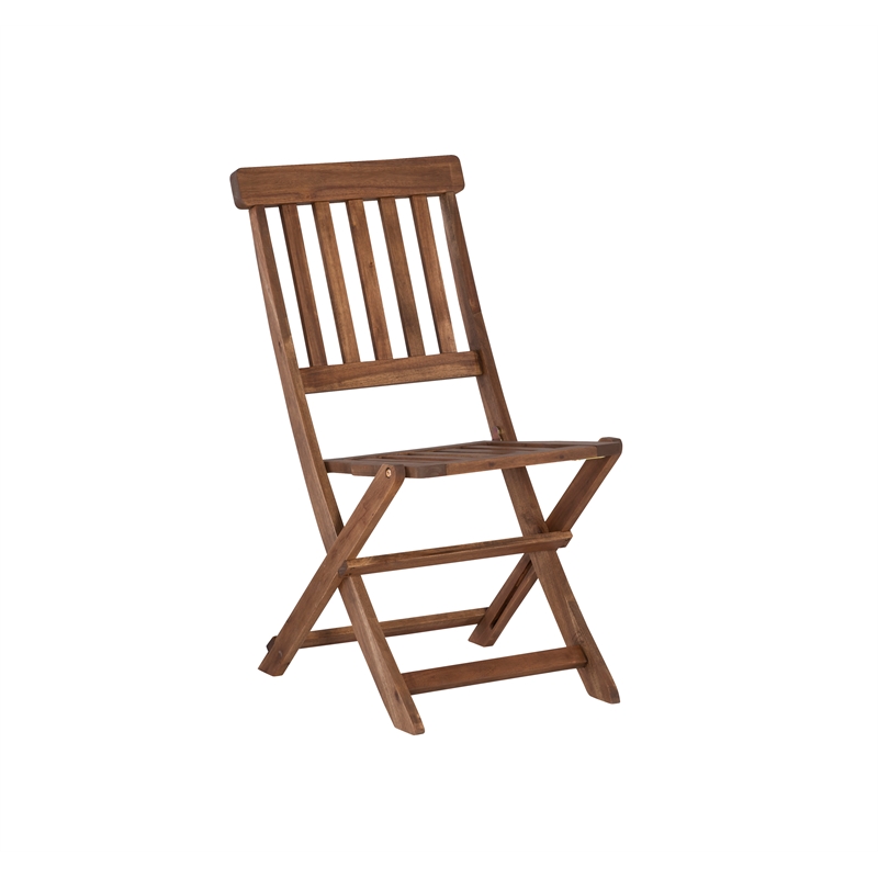 Kingfisher Lane 3 Piece Outdoor Foldable Wood Bistro Set in Acorn Brown