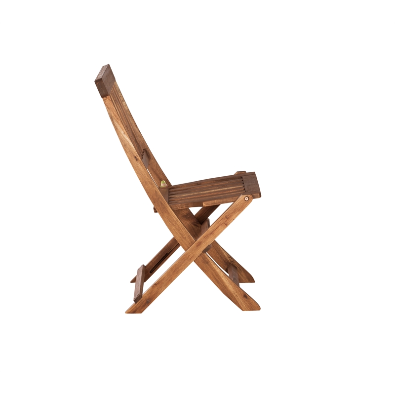 Kingfisher Lane 3 Piece Outdoor Foldable Wood Bistro Set in Acorn Brown