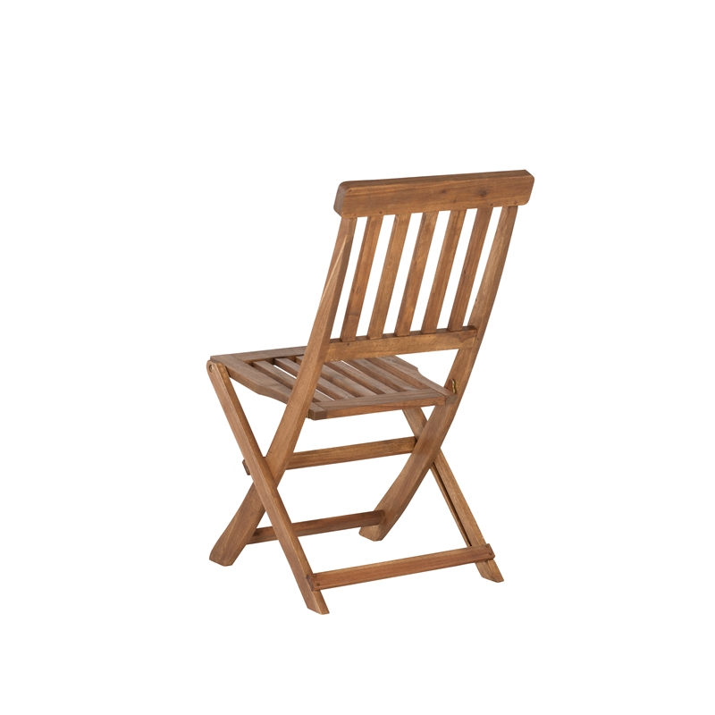 Kingfisher Lane 3 Piece Outdoor Foldable Wood Bistro Set in Acorn Brown