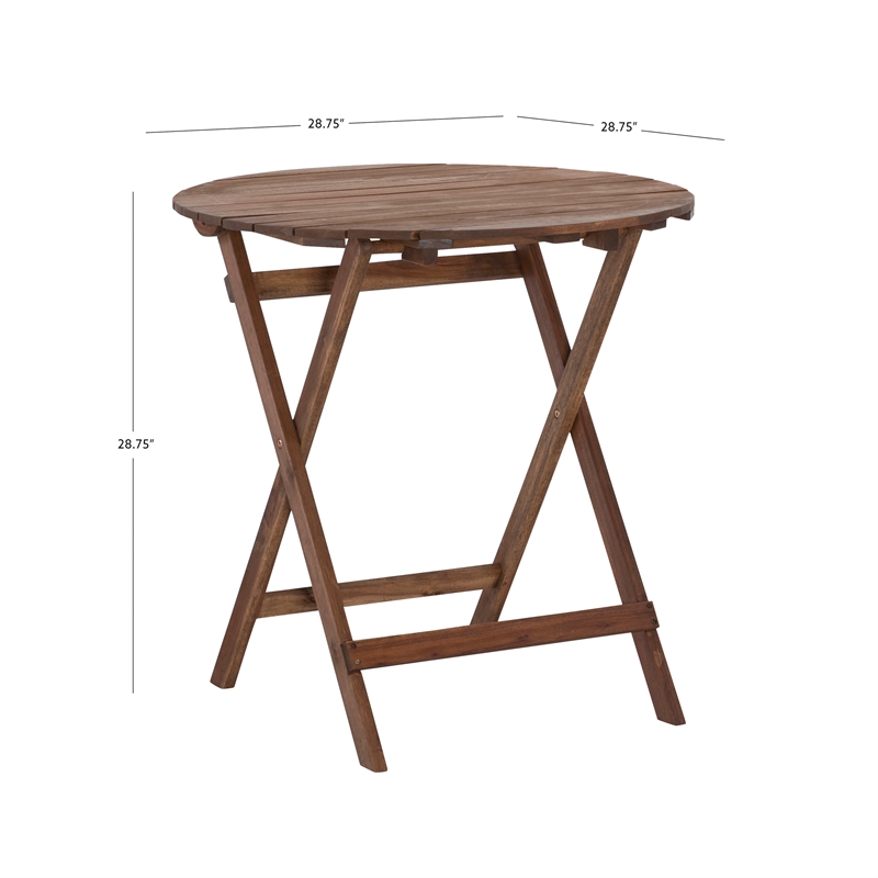 Kingfisher Lane 3 Piece Outdoor Foldable Wood Bistro Set in Acorn Brown