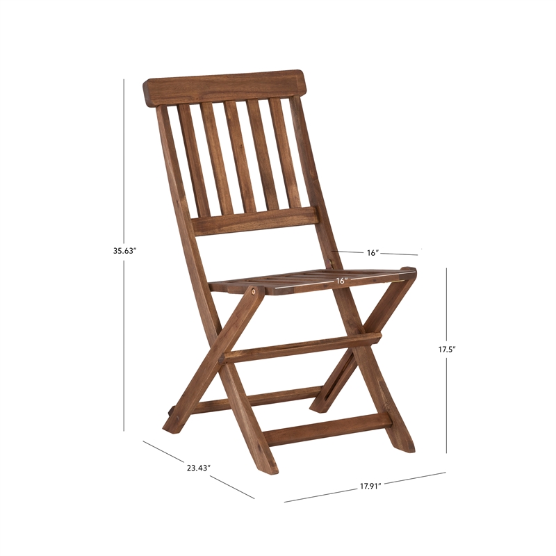 Kingfisher Lane 3 Piece Outdoor Foldable Wood Bistro Set in Acorn Brown