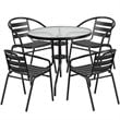 Kingfisher Lane Modern 5 Piece Round Patio Dining Set in Black