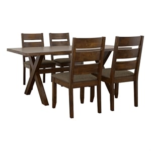 Kingfisher Lane 5-piece Farmhouse Wood Dining Room Set Knotty Nutmeg and Gray