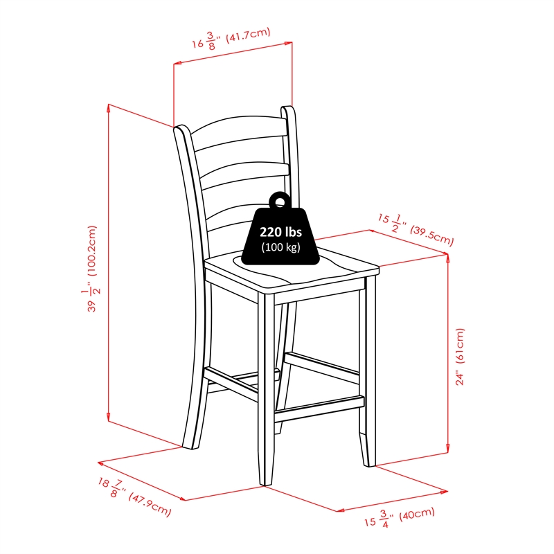 Kingfisher Lane 3-Piece Square Counter Height Solid Wood Dining Set in Walnut