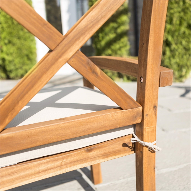 Kingfisher Lane Acacia Wood Patio 7-Piece Dining Set with X-shaped back - Brown