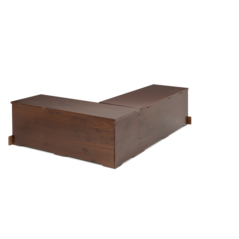 Kingfisher Lane Wood Backless 3 Piece Dining Nook with Storage in Brown