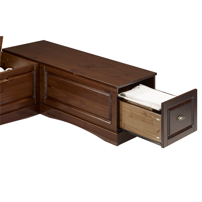 Kingfisher Lane Wood Backless 3 Piece Dining Nook with Storage in Brown