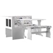 Kingfisher Lane Contemporary Wood Corner Nook Dining Set in White