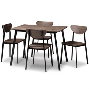 Kingfisher Lane 5 Piece Modern Dining Set in Brown and Black