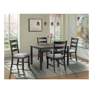 Kingfisher Lane Contemporary Gray 5PC Wood Dining Set in Black
