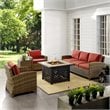 Kingfisher Lane 5 Piece Patio Fabric Fire Pit Sofa Set in Brown/Red