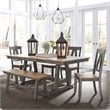 Kingfisher Lane Modern Farm Light Gray 6 Piece Trestle Table Set