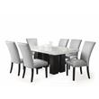 Kingfisher Lane Marble Top Rectanglular 7 Piece Dining Set in Silver