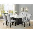 Kingfisher Lane Marble Top Rectanglular 7 Piece Dining Set in Silver