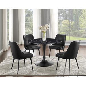 Kingfisher Lane Black Marquina Marble 5 Piece Dining Set in Black