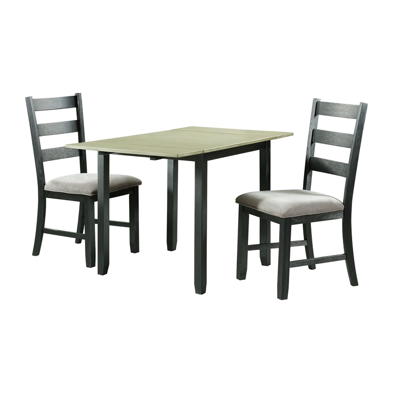 Kingfisher Lane Contemporary 3PC Drop Leaf Dining Set in Black