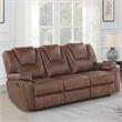 Kingfisher Lane Brown Faux Leather Reclining 3-Piece Living Room Set