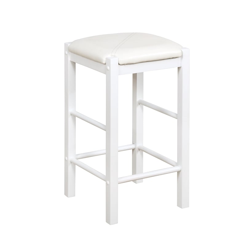 Kingfisher Lane 3 Piece Wood & Faux Marble Tavern Set Backless Stools in White