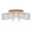 Kingfisher Lane Backless White Storage Nook and Round Table White/Natural Wood