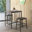 Kingfisher Lane 3 Piece Faux Marble Top Counter Height Dining Set in Black