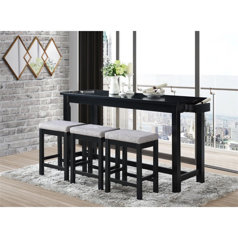 Kingfisher Lane 4 Piece Wood Counter Height Dining Set in Black