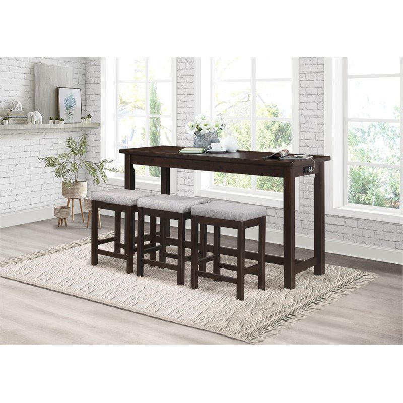 Kingfisher Lane 4 Piece Wood Counter Height Dining Set in Espresso