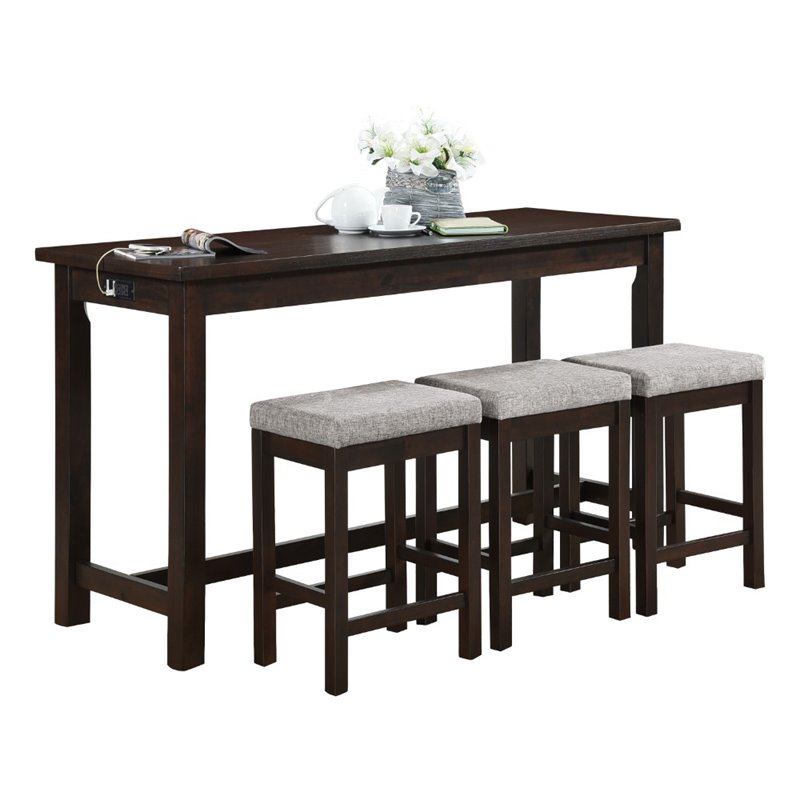 Kingfisher Lane 4 Piece Wood Counter Height Dining Set in Espresso