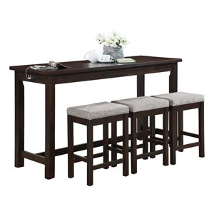 Kingfisher Lane 4 Piece Wood Counter Height Dining Set in Espresso