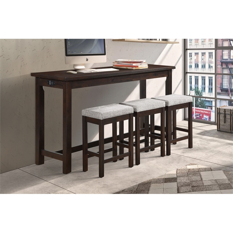 Kingfisher Lane 4 Piece Wood Counter Height Dining Set in Espresso