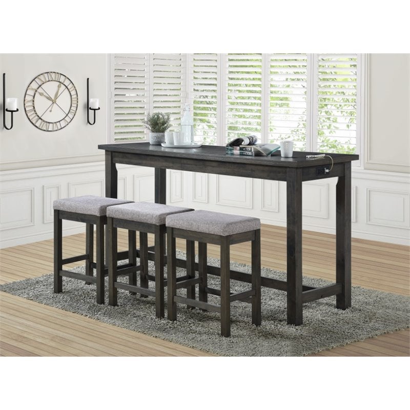 Kingfisher Lane 4 Piece Wood Counter Height Dining Set in Brownish Gray