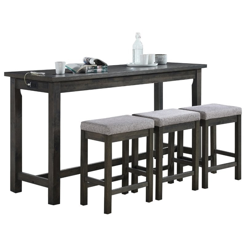 Kingfisher Lane 4 Piece Wood Counter Height Dining Set in Brownish Gray